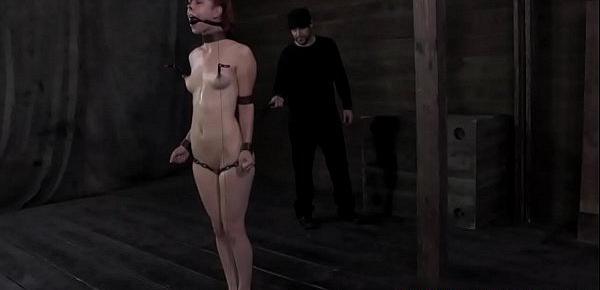  Redhead sub whipped in dungeon